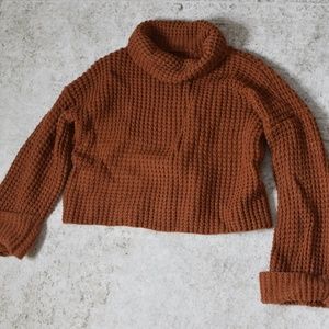 SHEIN Waffle Weave Turtleneck Sweater